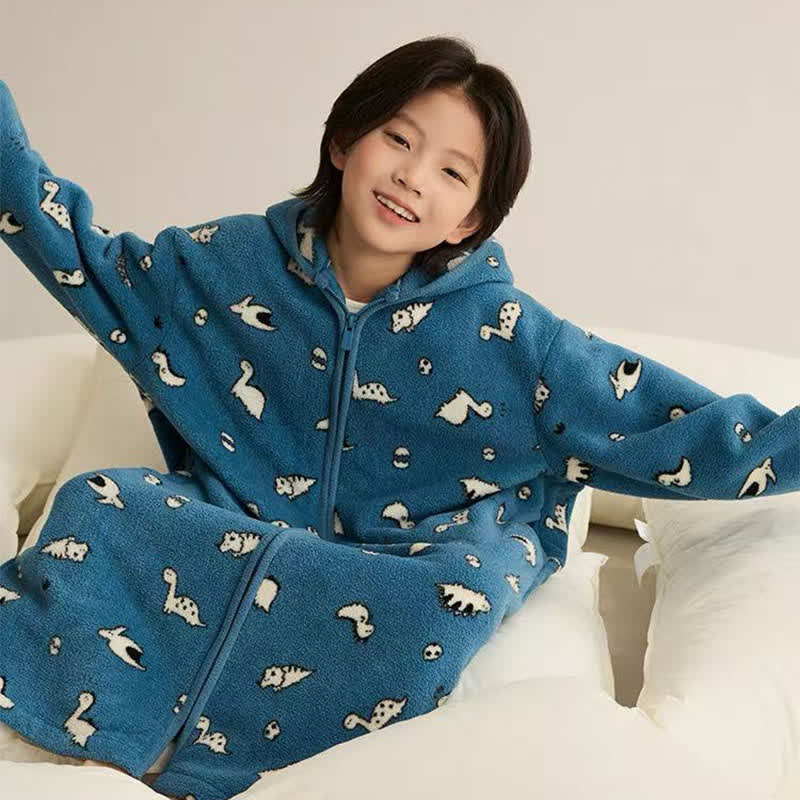 Ownkoti Animal Print Hooded Zip-up Plush Child Robe - image 7