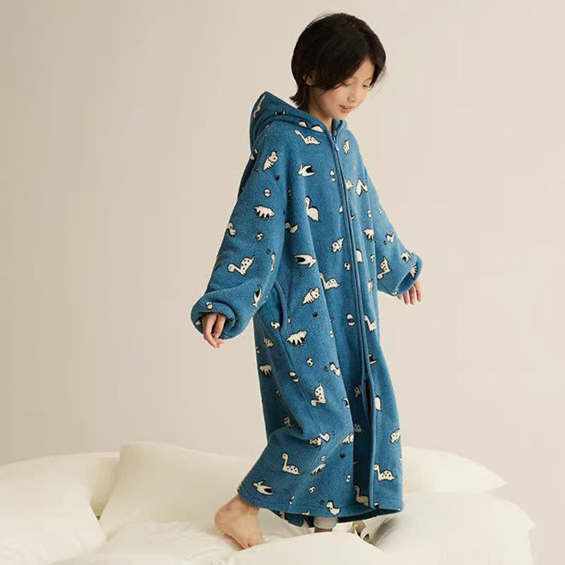 Ownkoti Animal Print Hooded Zip-up Plush Child Robe - image 6