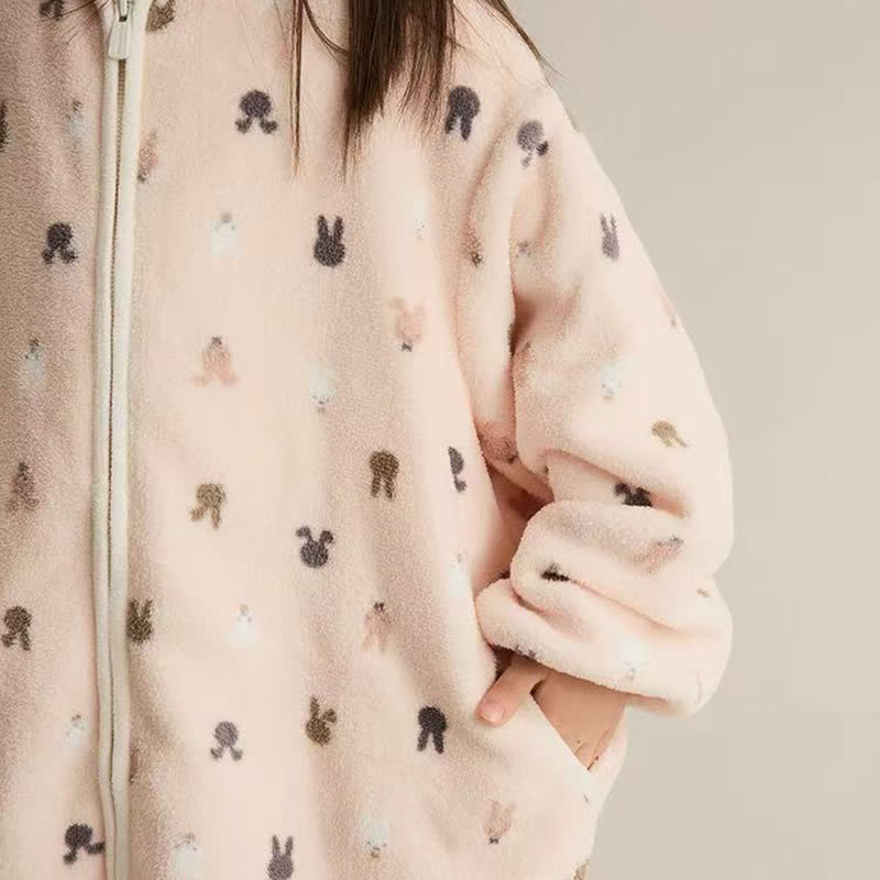 Ownkoti Animal Print Hooded Zip-up Plush Child Robe - image 3