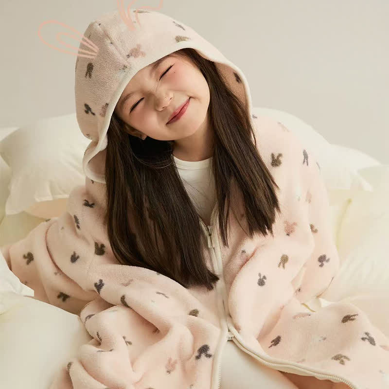 Ownkoti Animal Print Hooded Zip-up Plush Child Robe - image 1