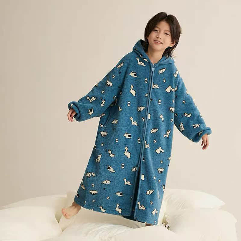 Ownkoti Animal Print Hooded Zip-up Plush Child Robe - image 5