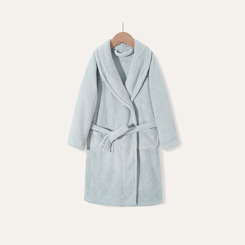 Ownkoti Simple Solid Plush Warm Child Robe - Blue - Child:160cm - image 9