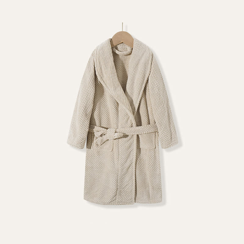Ownkoti Simple Solid Plush Warm Child Robe - Coffee - Child:160cm - image 4