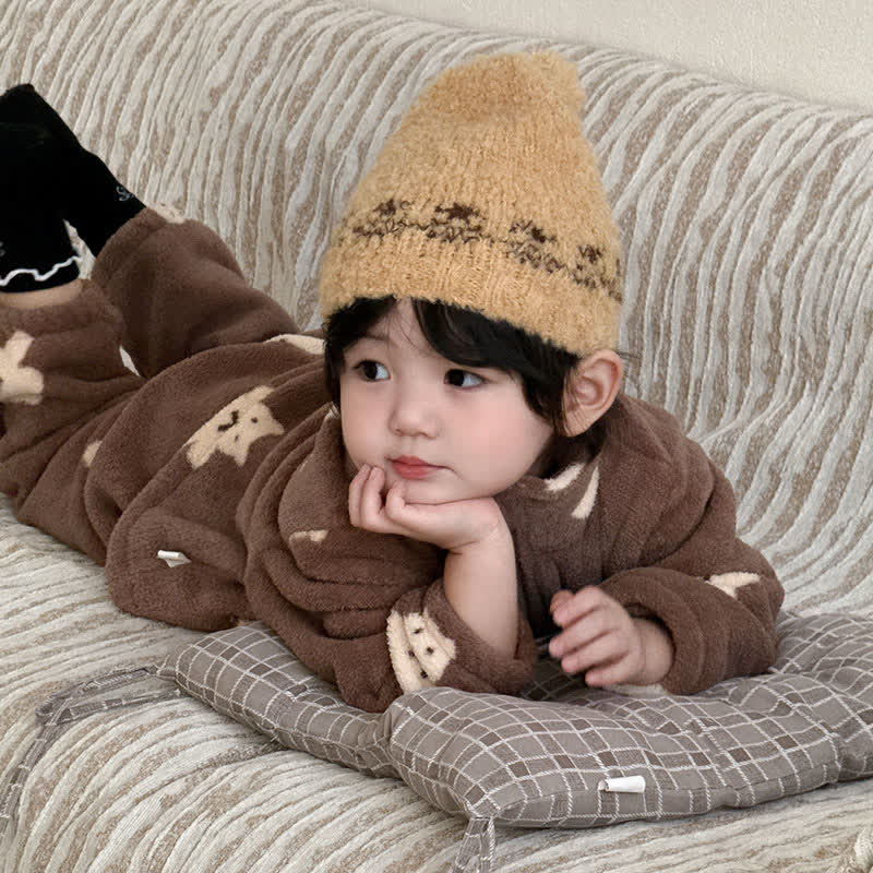Ownkoti Bear Pattern Zip-up Child Loungewear Set - image 3