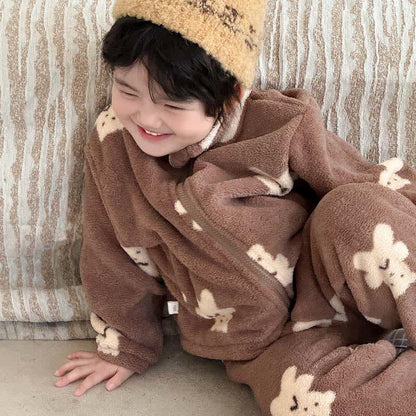 Ownkoti Bear Pattern Zip-up Child Loungewear Set - image 2