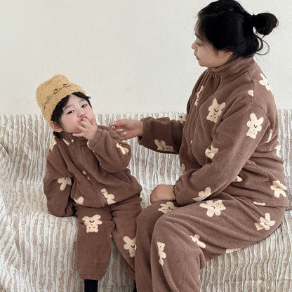Ownkoti Bear Pattern Zip-up Child Loungewear Set - image 1