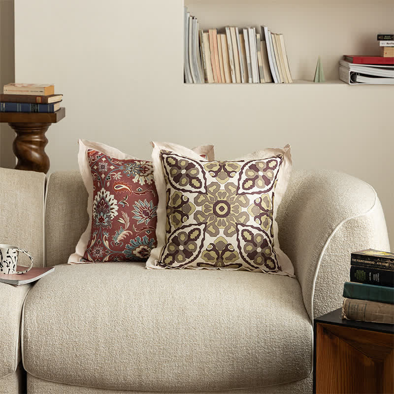 Ownkoti Vintage Throw Pillow Cover with Flanged Edge - image 2