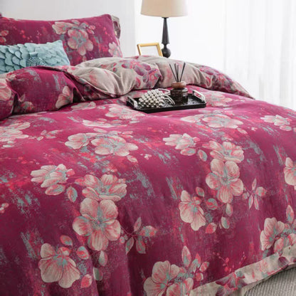 Ownkoti Peach Blossom Cotton Double Gauze Bedding Set(4PCS) - image 4