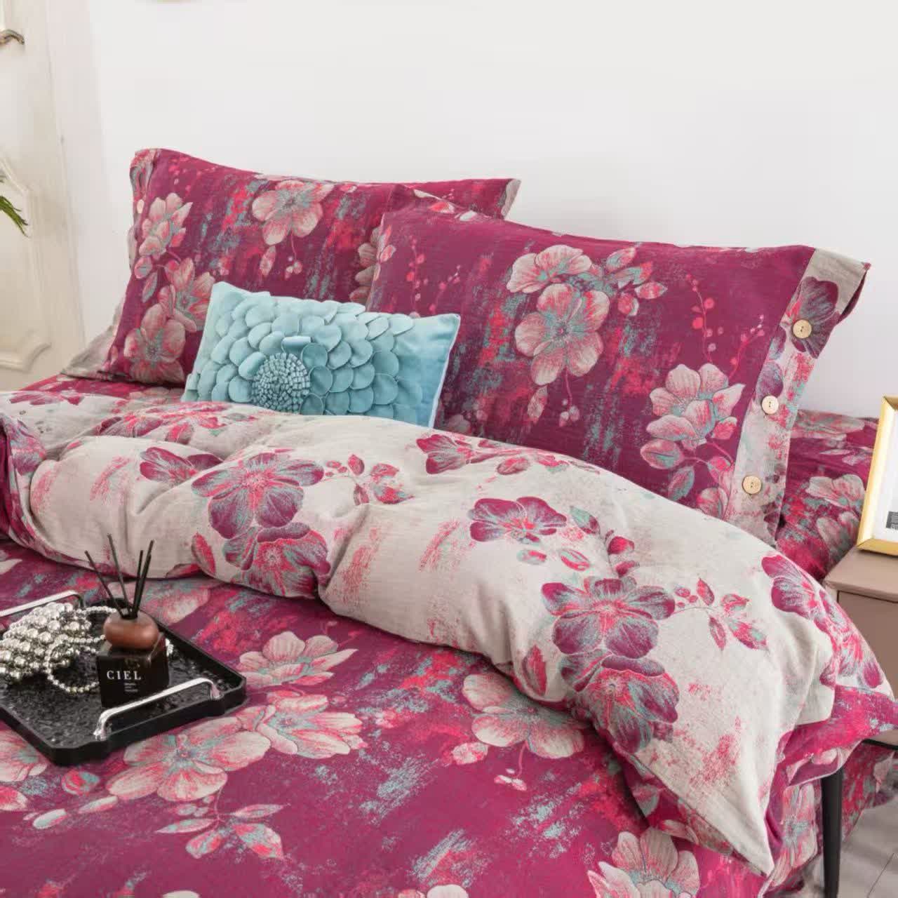 Ownkoti Peach Blossom Cotton Double Gauze Bedding Set(4PCS) - image 2