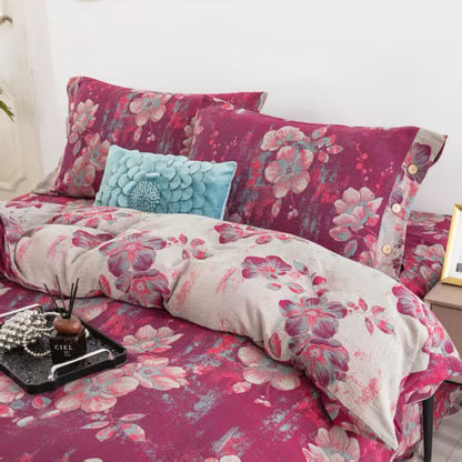 Ownkoti Peach Blossom Cotton Double Gauze Bedding Set(4PCS) - image 2