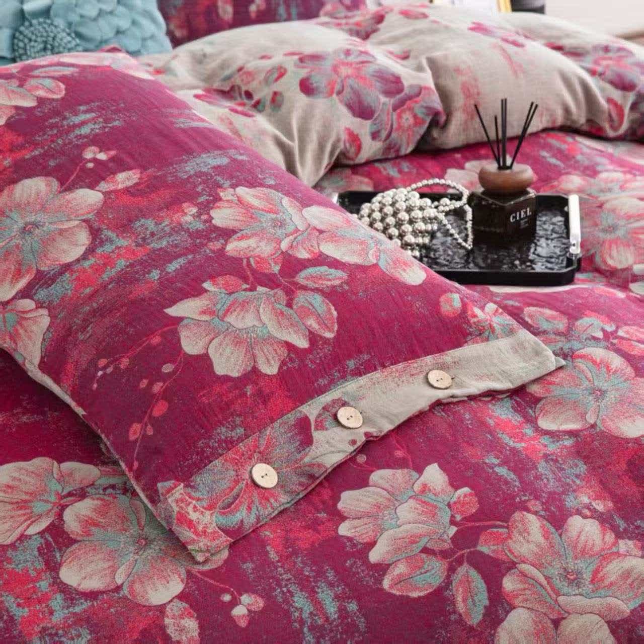 Ownkoti Peach Blossom Cotton Double Gauze Bedding Set(4PCS) - image 5