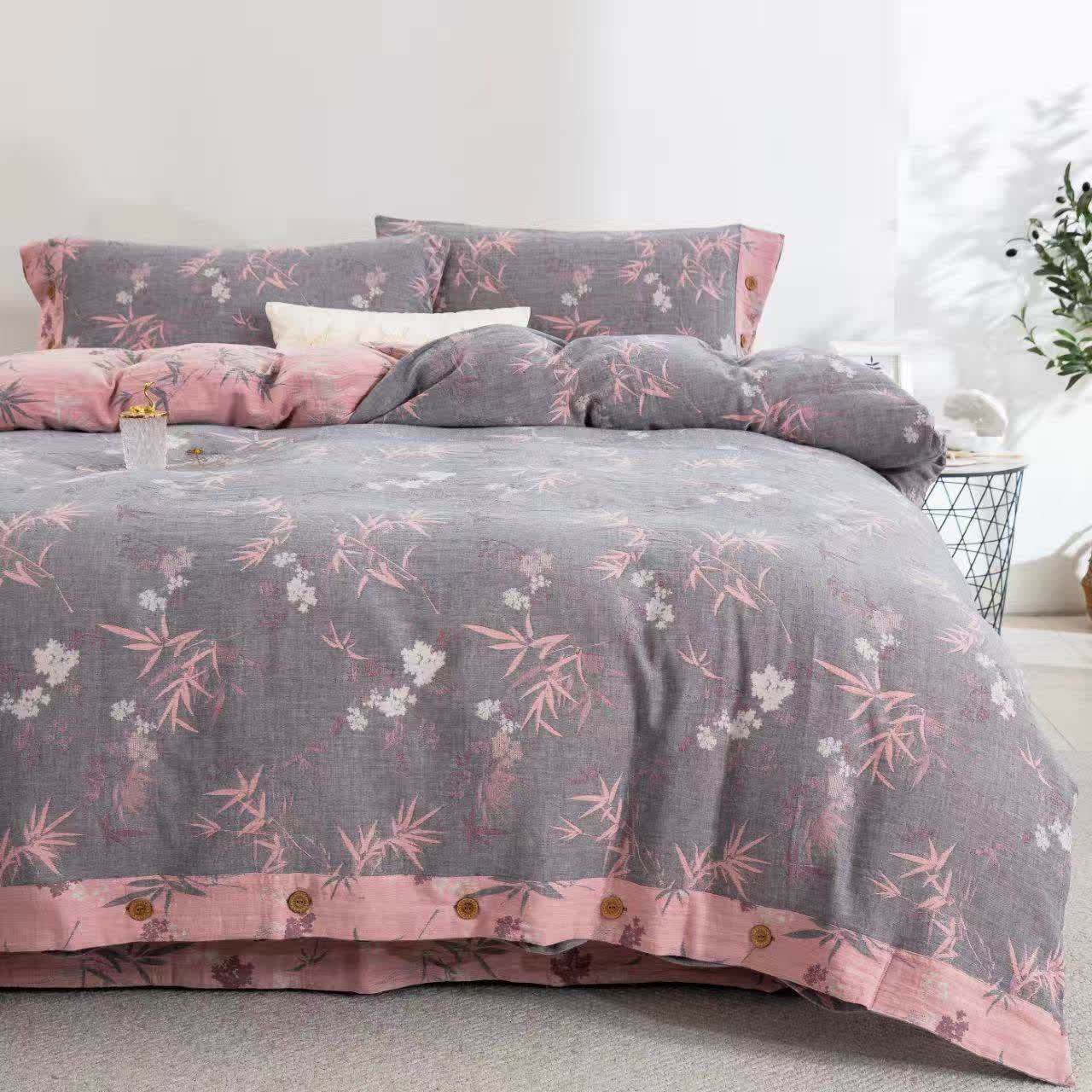 Ownkoti Bamboo Leaf Cotton Double Gauze Bedding Set(4PCS) - image 1