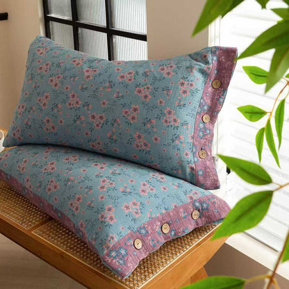 Ownkoti Rustic Floral Cotton Double Gauze Bedding Set(4PCS) - image 5