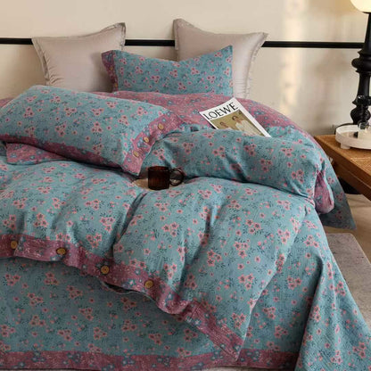 Ownkoti Rustic Floral Cotton Double Gauze Bedding Set(4PCS) - image 3