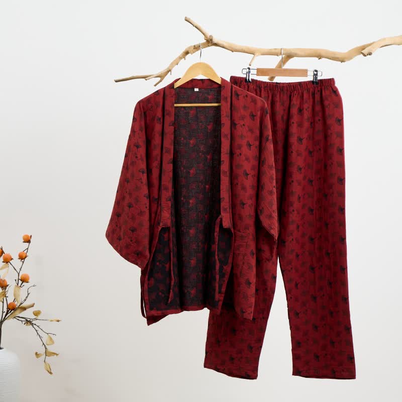 Ownkoti Ginkgo Organic Cotton Kimono Loungewear Set - image 3