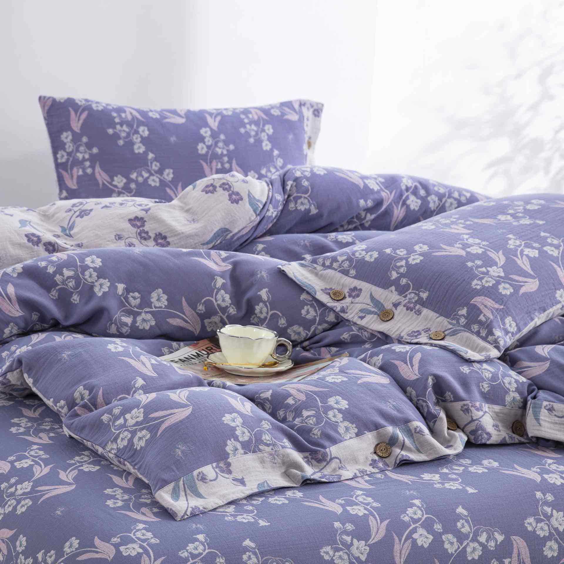 Ownkoti Elegant Floral Cotton Double Gauze Bedding Set(4PCS) - image 3