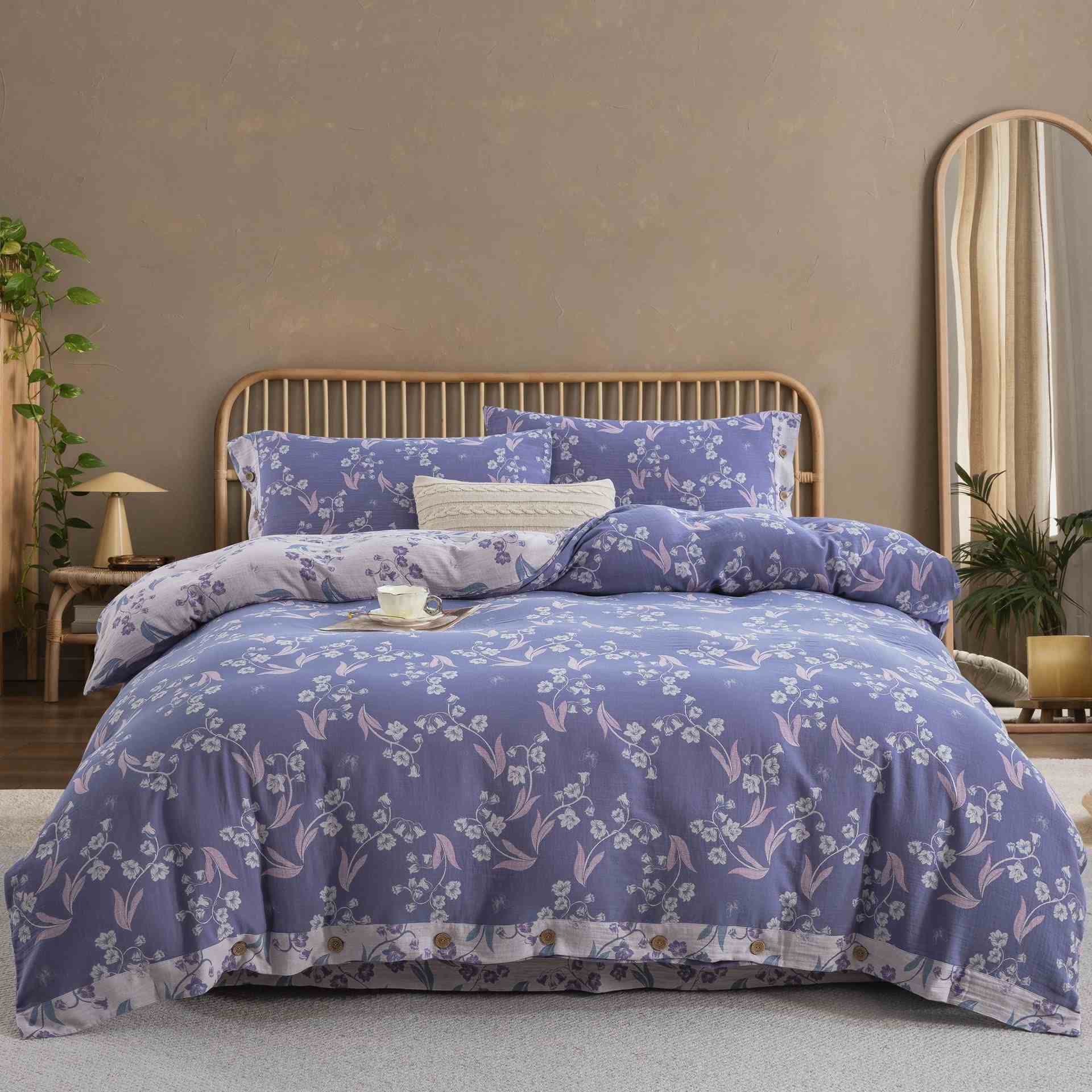 Ownkoti Elegant Floral Cotton Double Gauze Bedding Set(4PCS) - King - image 0