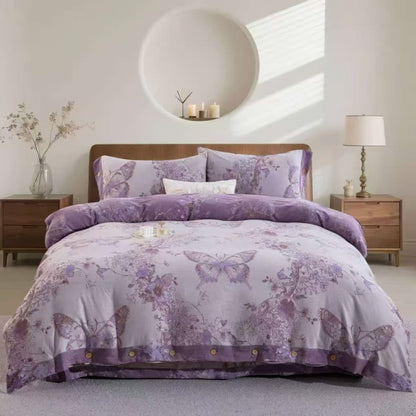 Ownkoti Dreamy Butterfly Cotton Double Gauze Bedding Set(4PCS) - Light Gray - King - image 5