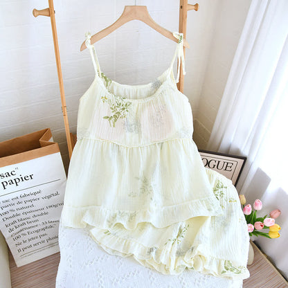 Ownkoti Leaf Print Camisole Cotton Pajama Set - image 2