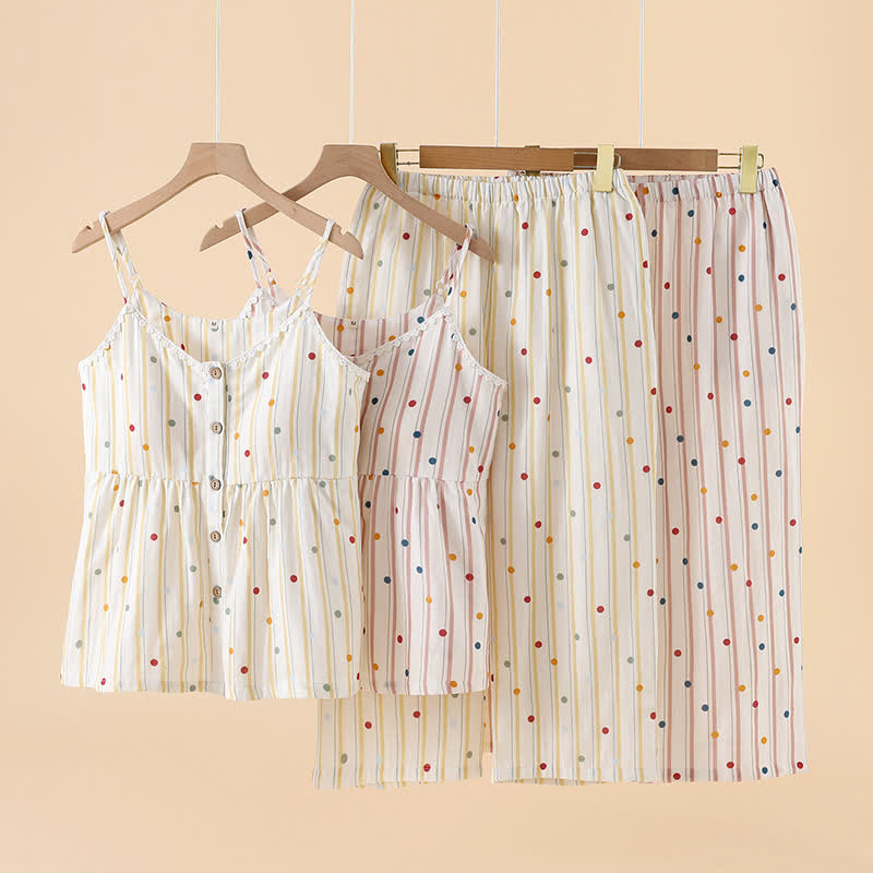 Ownkoti Striped Polka Dot Camisole Cotton Pajama Set - image 0