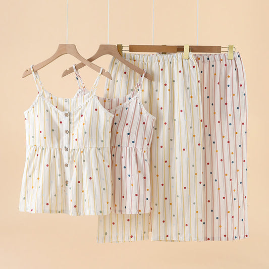 Ownkoti Striped Polka Dot Camisole Cotton Pajama Set - image 0