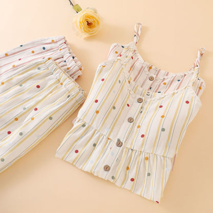 Ownkoti Striped Polka Dot Camisole Cotton Pajama Set - image 2