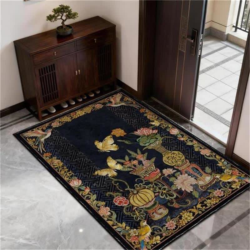 Ownkoti Vintage Floral & Bird Foldable Area Rug - image 2