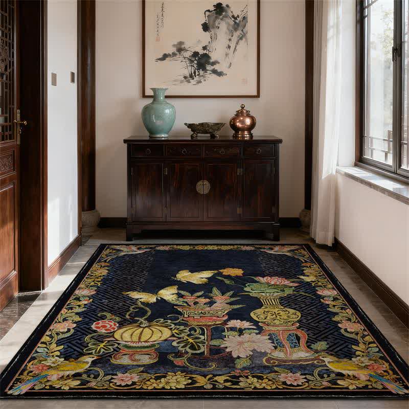 Ownkoti Vintage Floral & Bird Foldable Area Rug - image 1