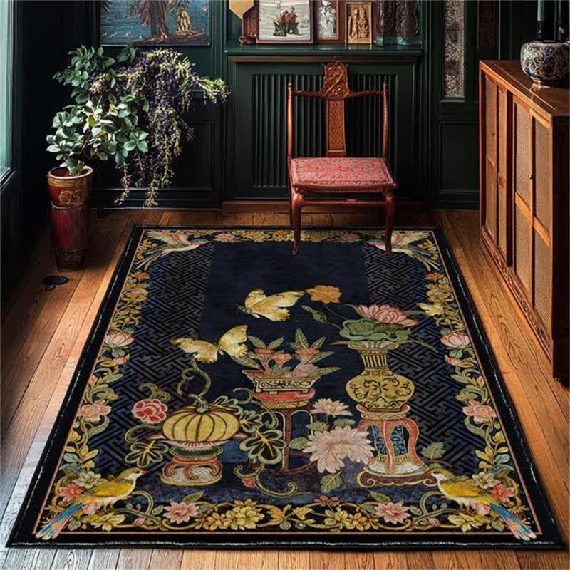 Ownkoti Vintage Floral & Bird Foldable Area Rug – ownkoti