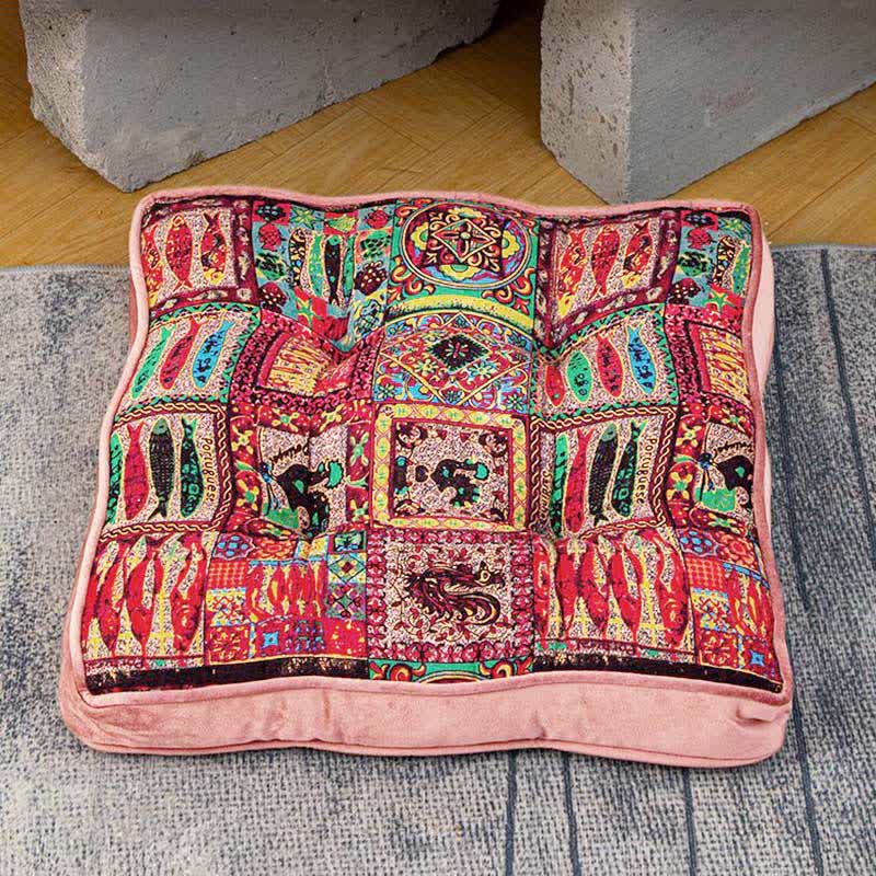 Ownkoti Moroccan Floor Chair Cushion With Tie Straps - Brown - 16"W x 16"L x 2"H - image 5