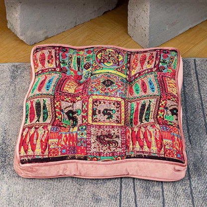 Ownkoti Moroccan Floor Chair Cushion With Tie Straps - Brown - 16"W x 16"L x 2"H - image 5