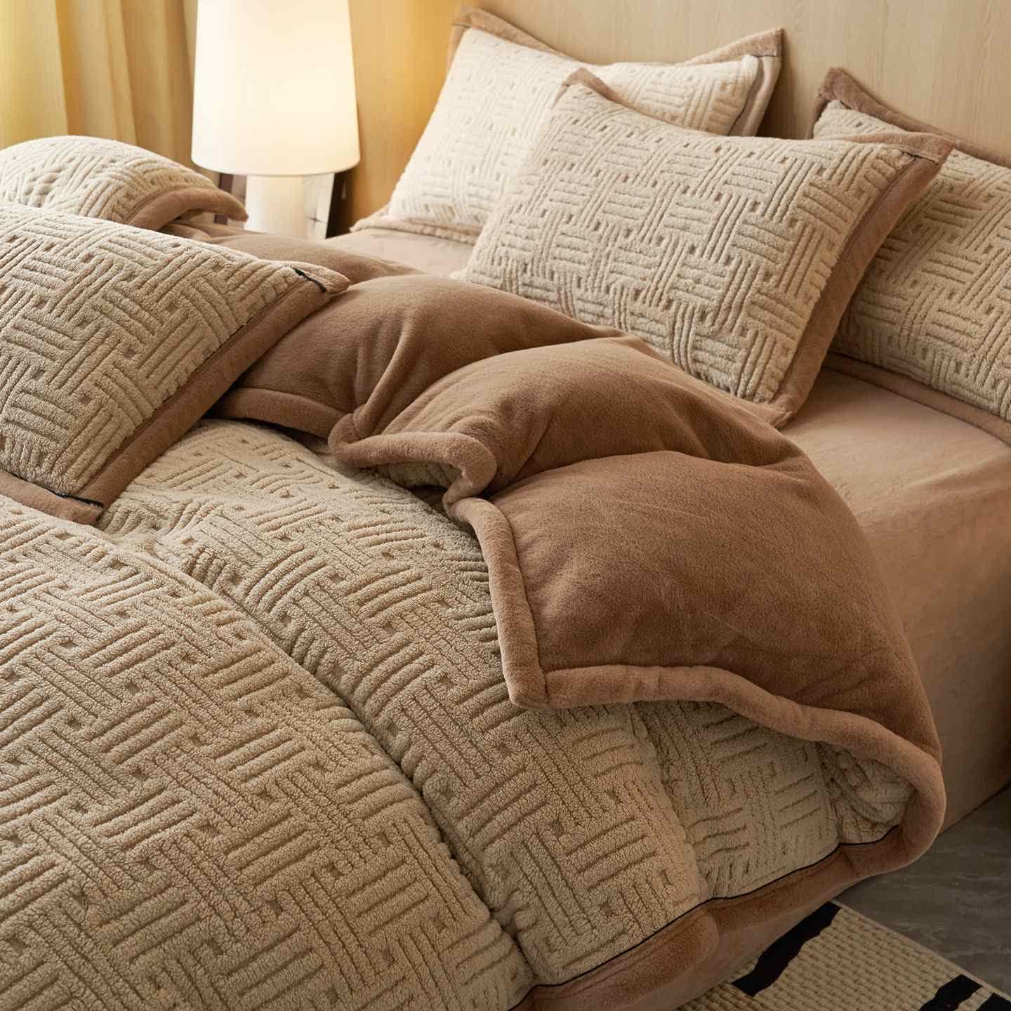 Ownkoti Stripe Knot Textured Plush Bedding Set - image 4