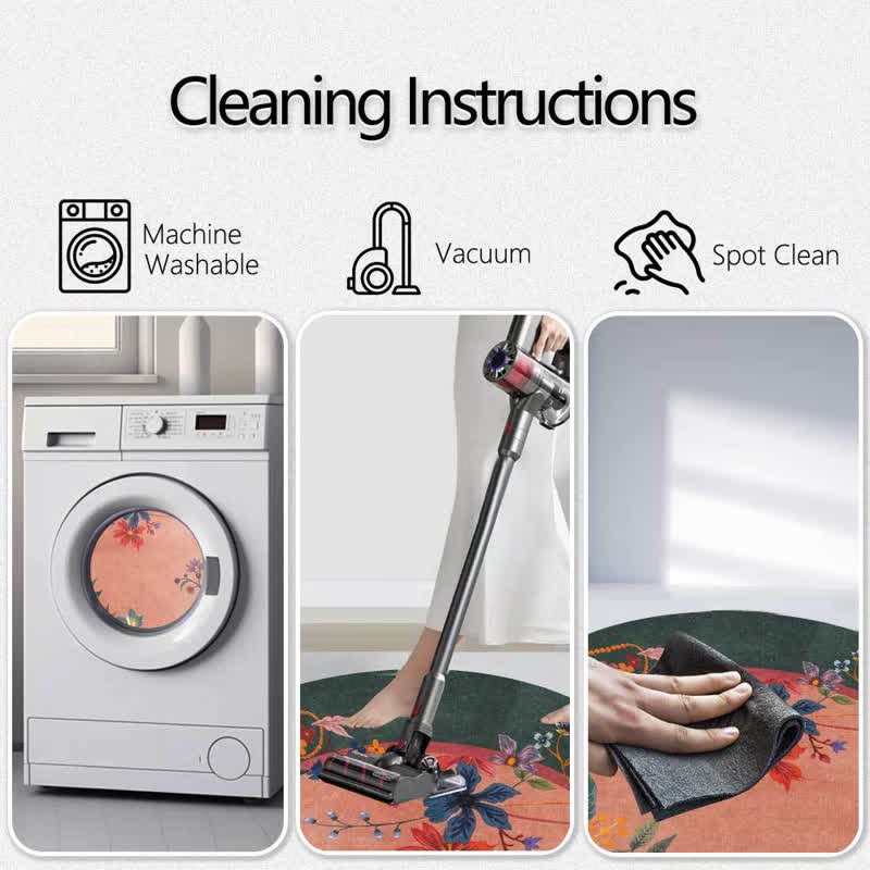 Ownkoti Vintage Bright Floral Round Area Rug - image 3