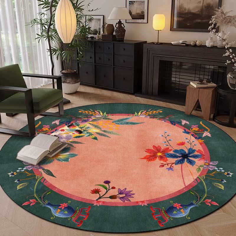 Ownkoti Vintage Bright Floral Round Area Rug - image 1
