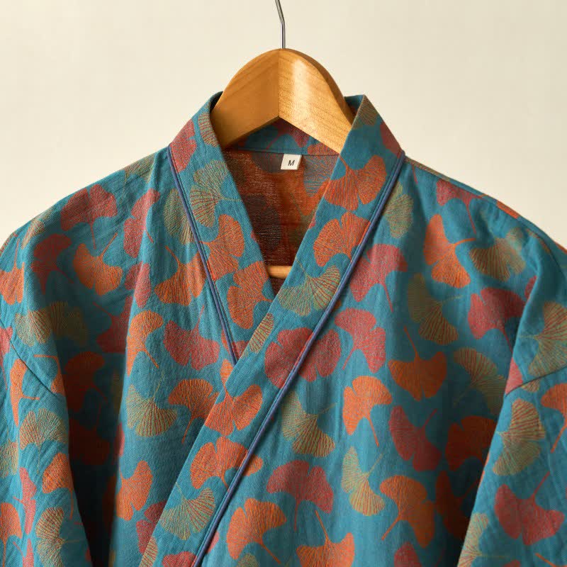 Ownkoti Ginkgo Leaf Cotton Kimono Loungewear Set - image 2