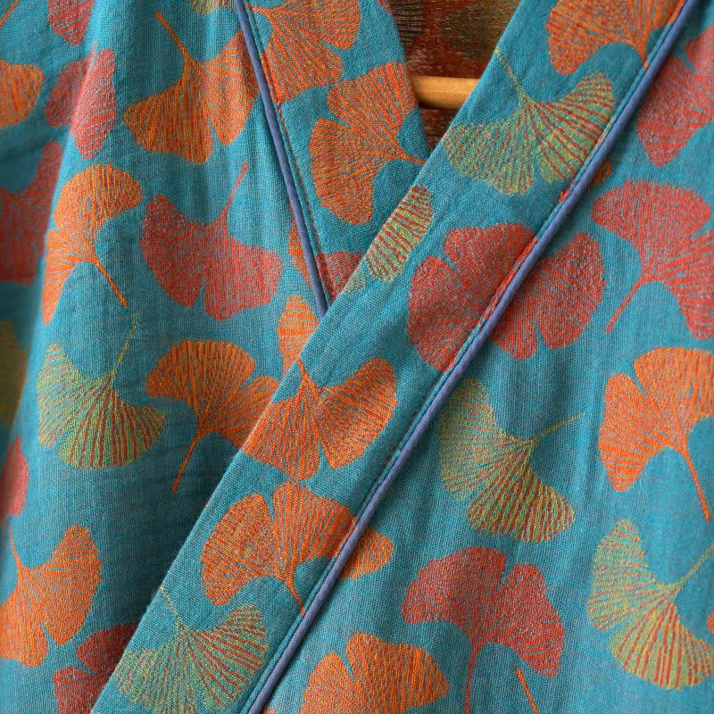 Ownkoti Ginkgo Leaf Cotton Kimono Loungewear Set - image 3
