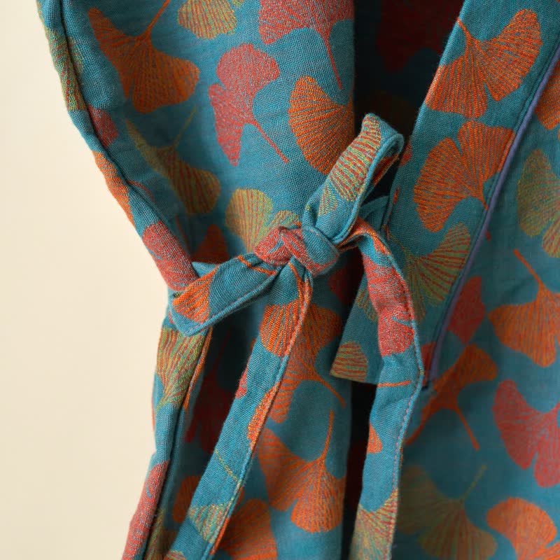 Ownkoti Ginkgo Leaf Cotton Kimono Loungewear Set - image 6