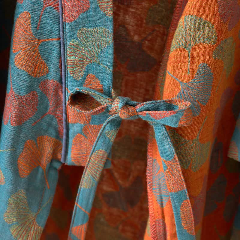 Ownkoti Ginkgo Leaf Cotton Kimono Loungewear Set - image 10