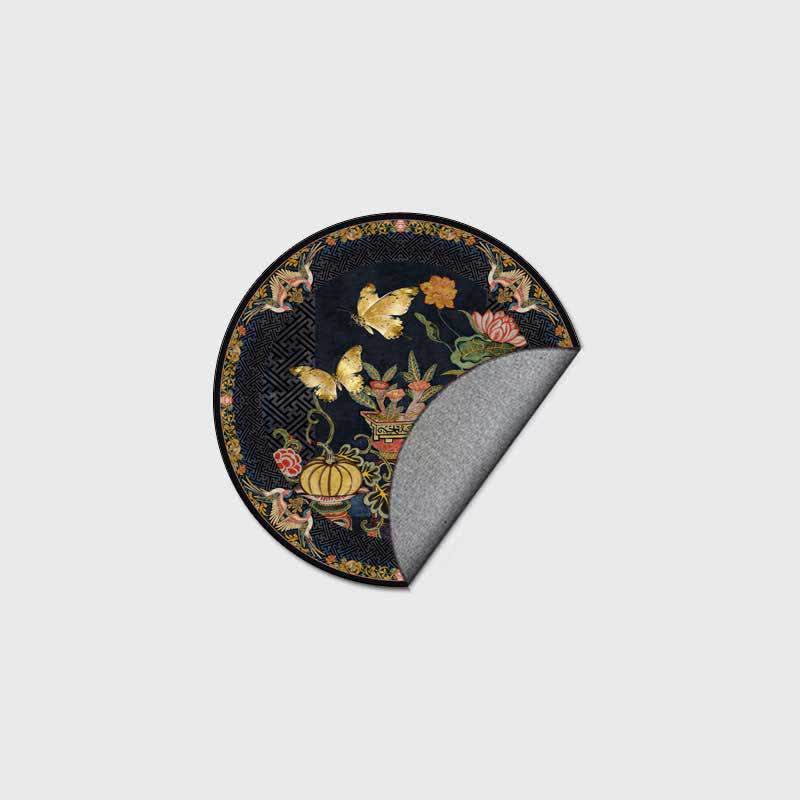 Ownkoti Floral Butterfly Anti-slip Round Area Rug - image 2