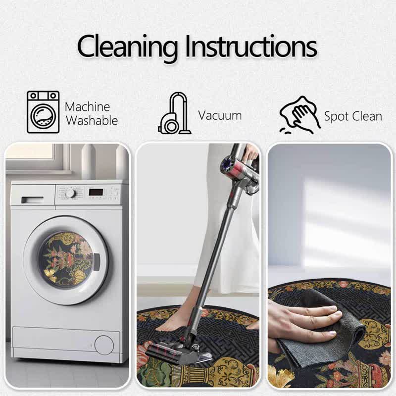 Ownkoti Floral Butterfly Anti-slip Round Area Rug - image 3