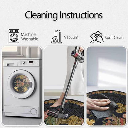 Ownkoti Floral Butterfly Anti-slip Round Area Rug - image 3