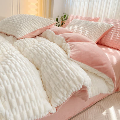 Ownkoti Solid Color Textured Plush Bedding Set - White - Bedding Set (4PCS) - King - image 15