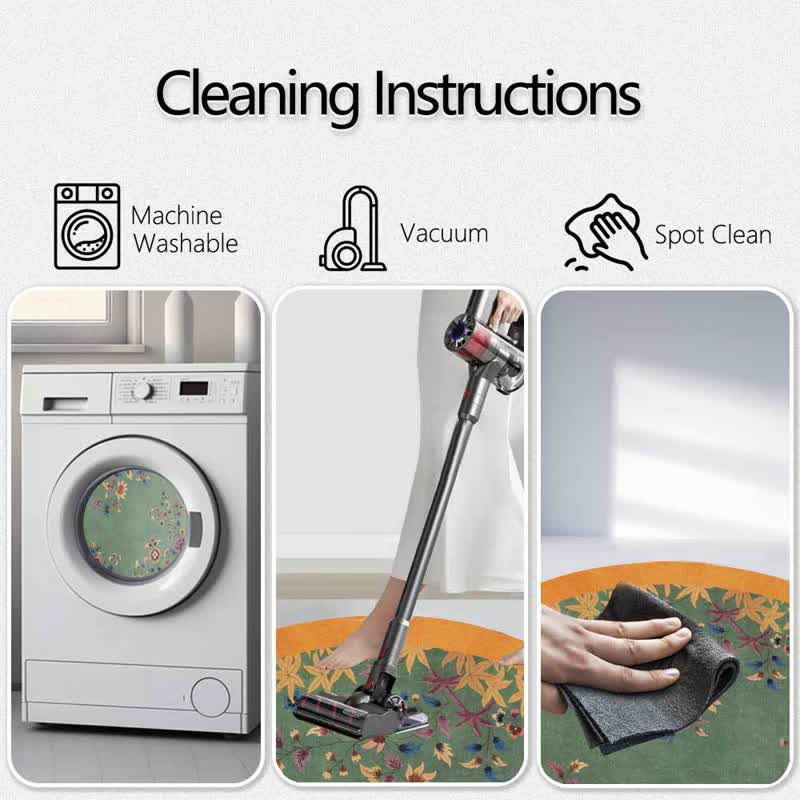 Ownkoti Anti-slip Bright Floral Foldable Round Area Rug - image 4