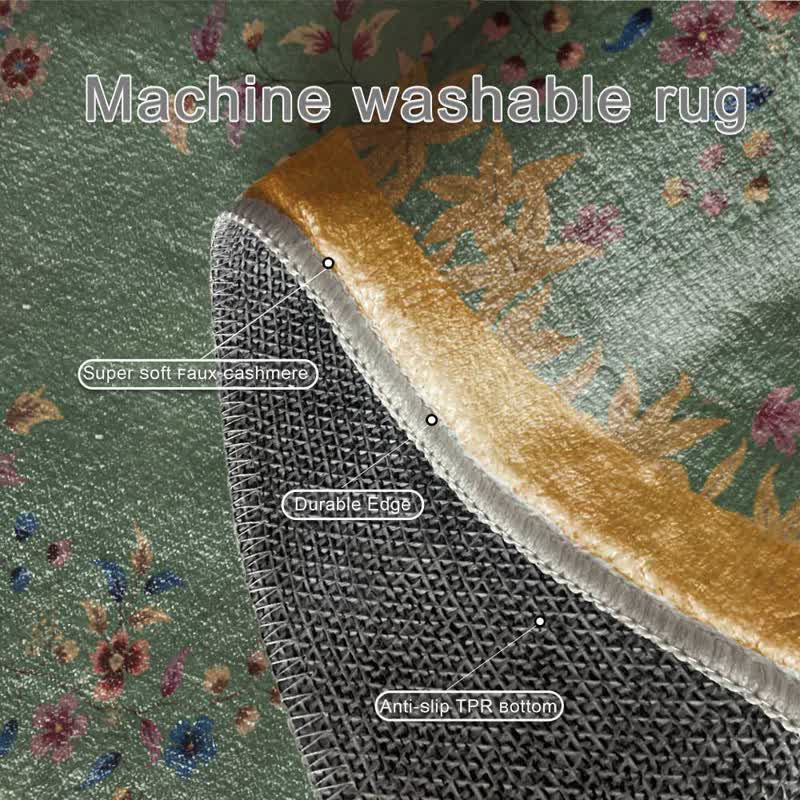 Ownkoti Anti-slip Bright Floral Foldable Round Area Rug - image 5