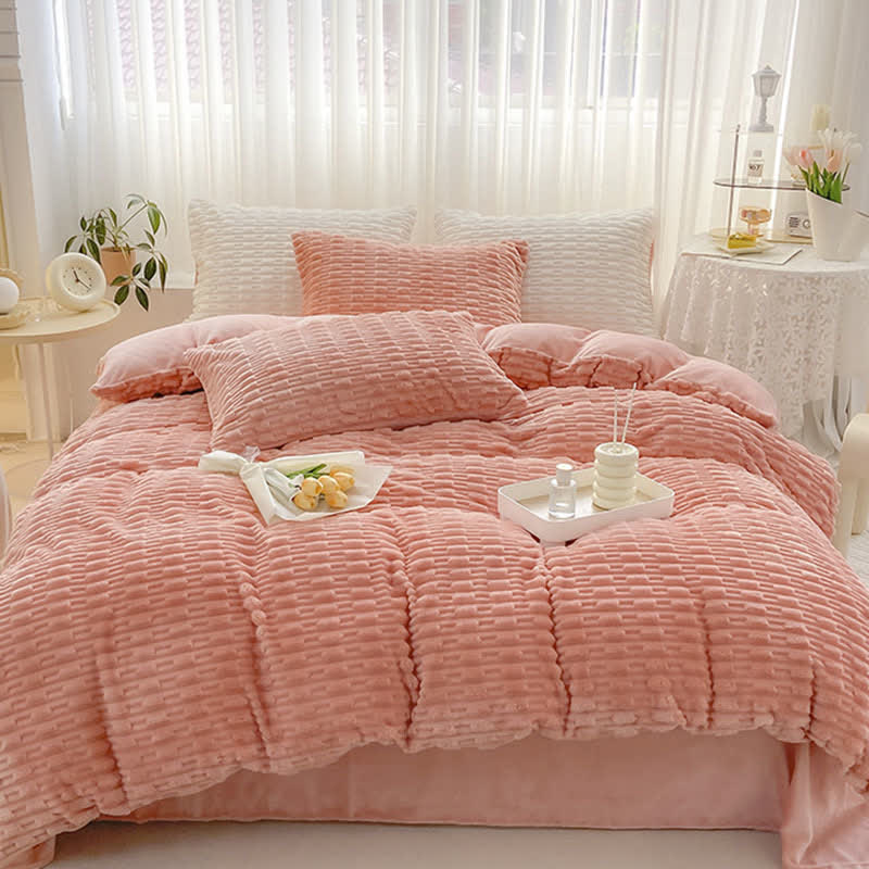 Ownkoti Solid Color Textured Plush Bedding Set - image 5