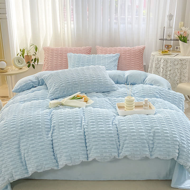 Ownkoti Solid Color Textured Plush Bedding Set - image 23
