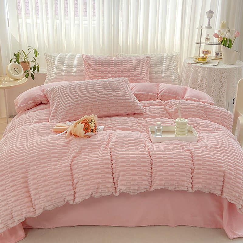 Ownkoti Solid Color Textured Plush Bedding Set - image 1