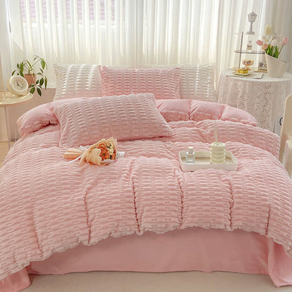 Ownkoti Solid Color Textured Plush Bedding Set - image 1
