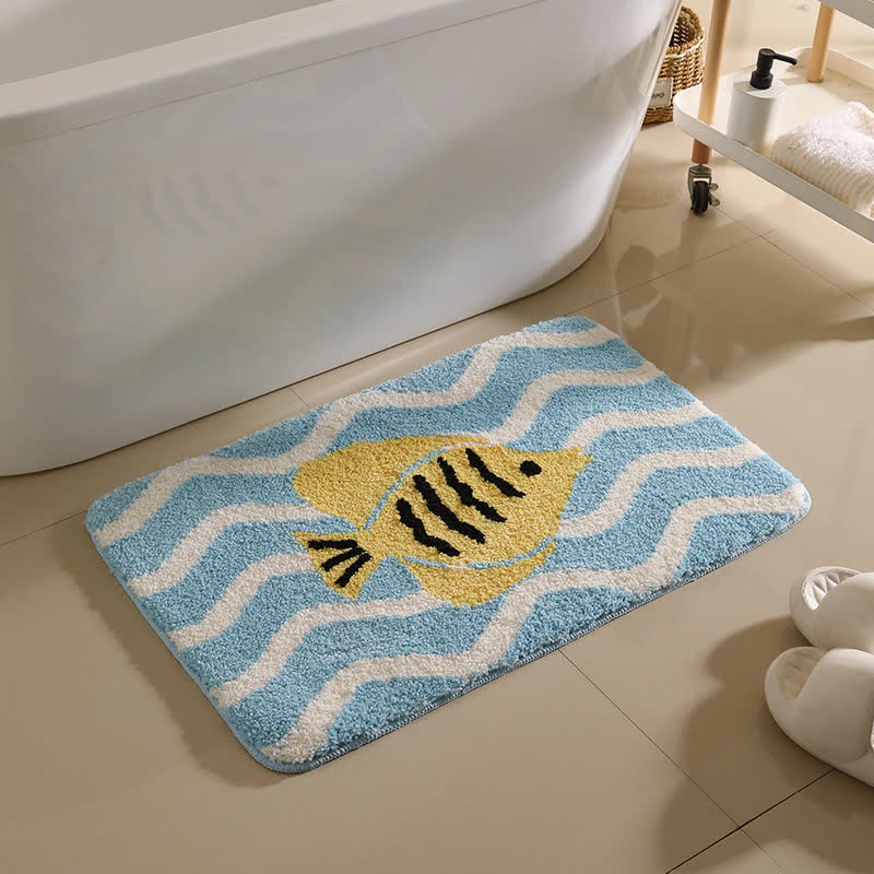 Ownkoti Cartoon Animal Pattern Non-slip Bath Mat - Koi fish - 19"W x 31"L - image 0