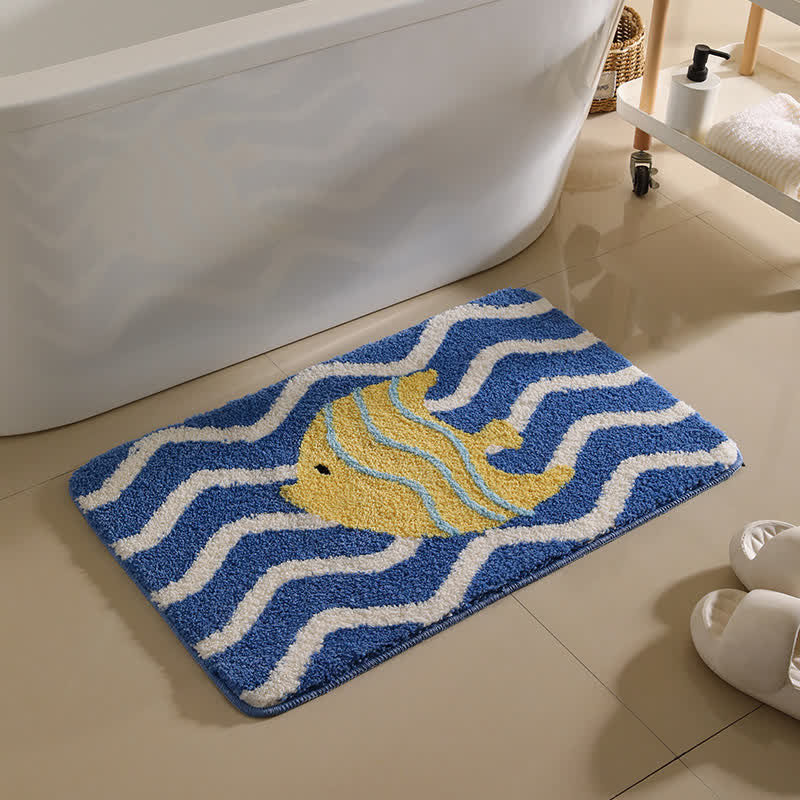 Ownkoti Cartoon Animal Pattern Non-slip Bath Mat - Tropical fish - 19"W x 31"L - image 1
